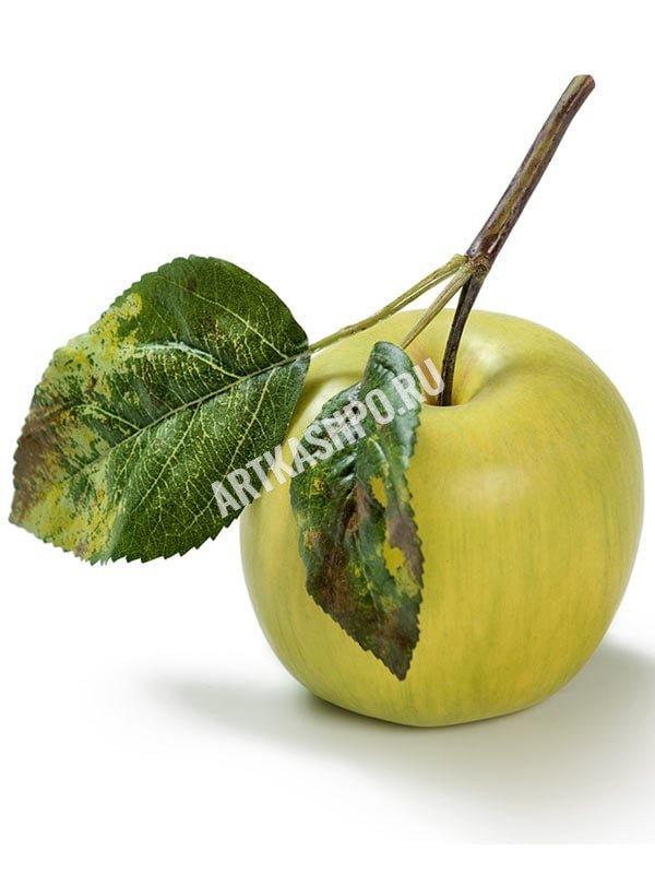 Яблоко нежно-зелёное на веточке искусственное