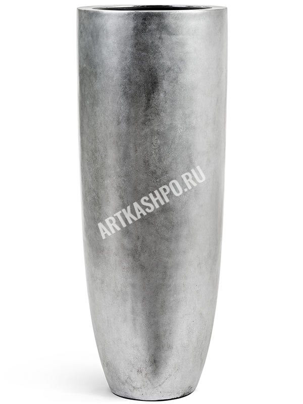 Кашпо TREEZ Effectory Metal высокий конус Giant серебро