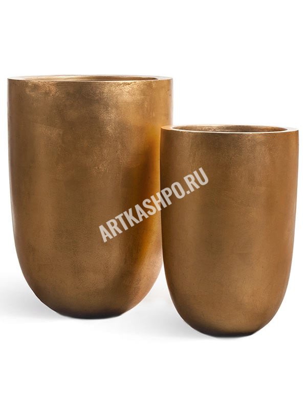 Кашпо TREEZ Effectory Metal конус-чаша сусальное золото