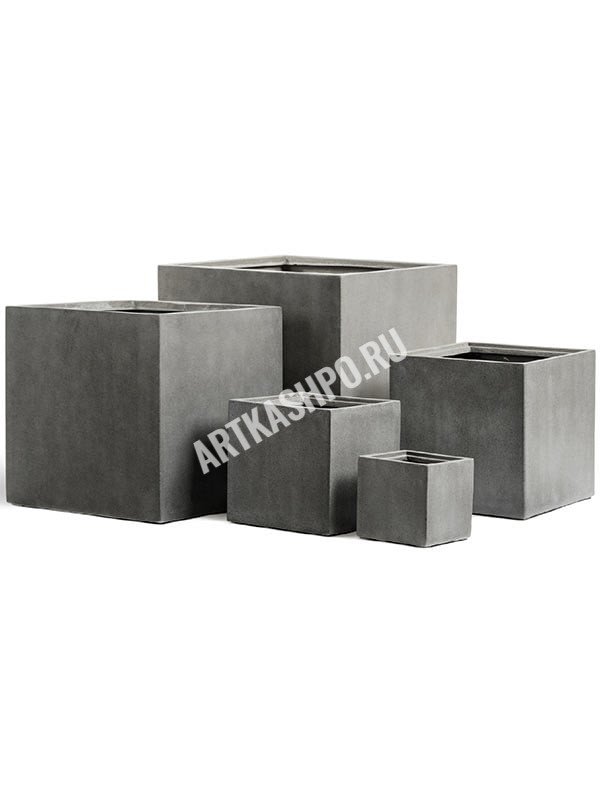 Кашпо TREEZ Effectory Beton куб тёмно-серый бетон (без вставки)