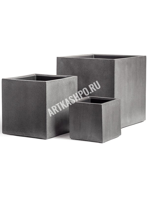 Кашпо TREEZ Effectory Beton куб тёмно-серый бетон
