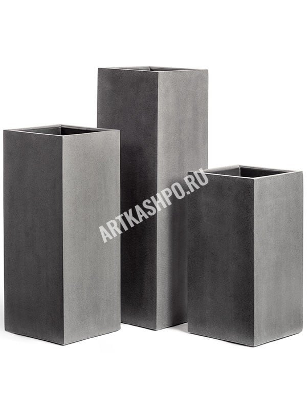 Кашпо TREEZ Effectory Beton высокий куб тёмно-серый бетон