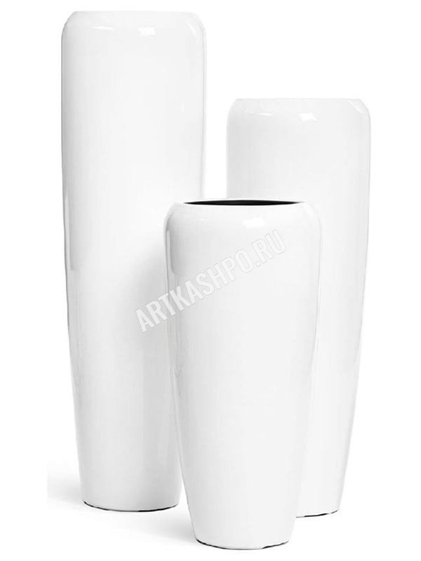Кашпо TREEZ Effectory Gloss высокий конус Design белый глянцевый лак