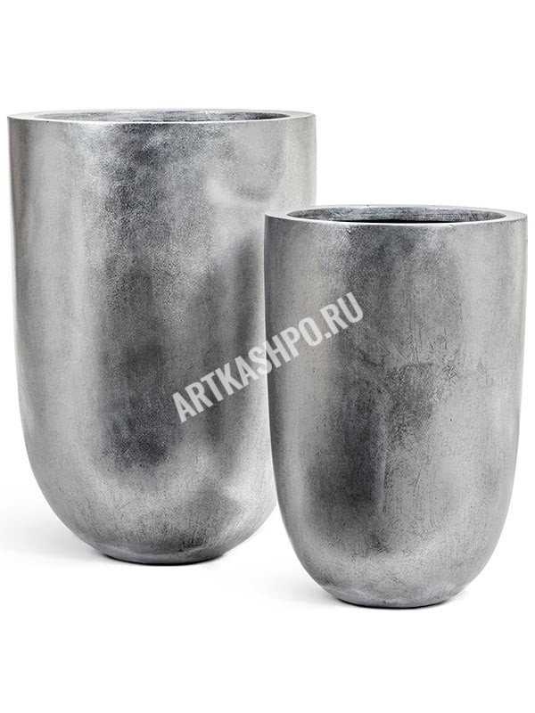 Кашпо TREEZ Effectory Metal конус-чаша серебро