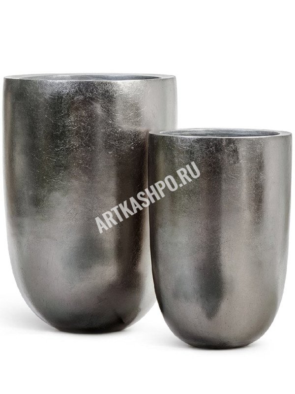 Кашпо TREEZ Effectory Metal конус-чаша стальное серебро