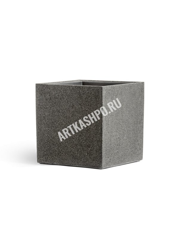 Кашпо TREEZ Effectory Stone Куб Тёмно-серый камень