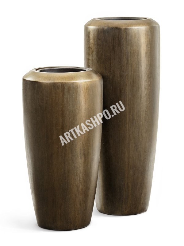 Кашпо TREEZ Effectory Metal Высокий конус Design Чернёная бронза