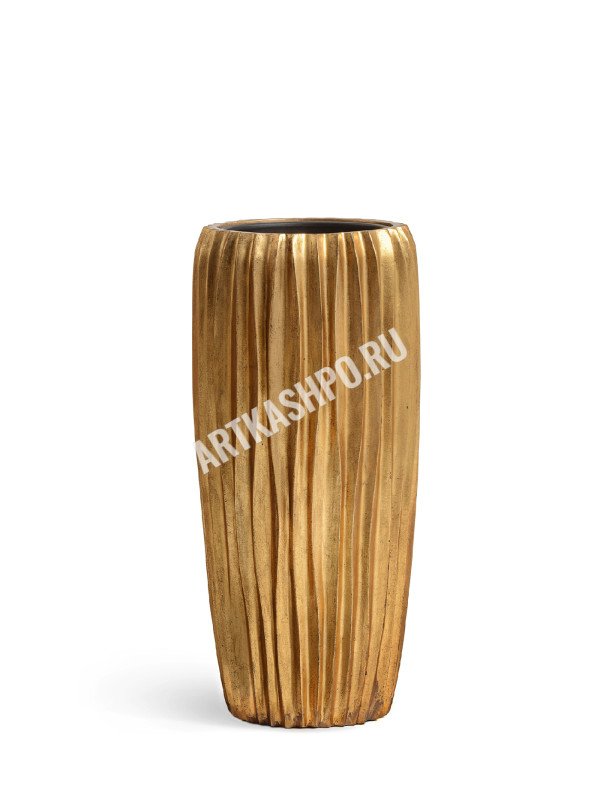 Кашпо TREEZ Effectory Metal Высокий конус Design Wave Сусальное золото