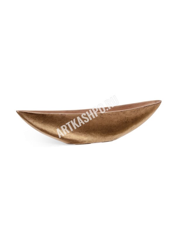 Кашпо TREEZ Effectory Metal Длинная лодка Тёмное матовое золото