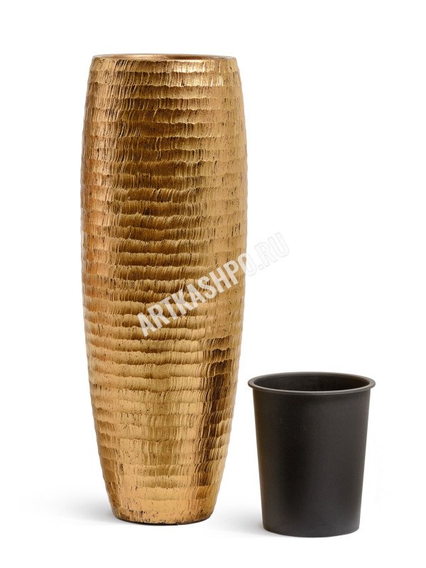 Кашпо TREEZ Effectory Metal Высокая ваза Чеканное золото