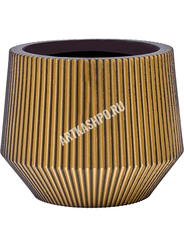 Кашпо Capi Nature Groove Vase Cylinder Geo Black Gold