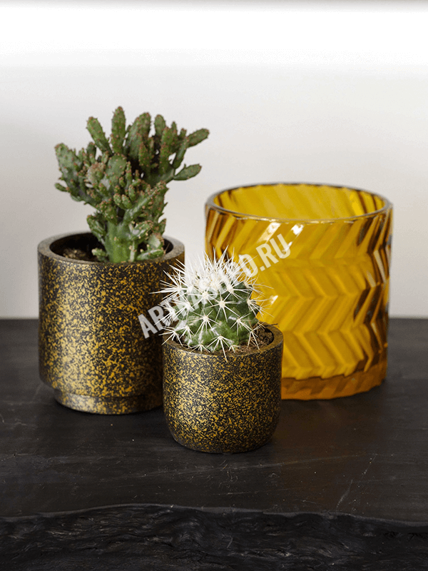 Кашпо Capi Lux Terrazzo Vase Cylinder Black Gold