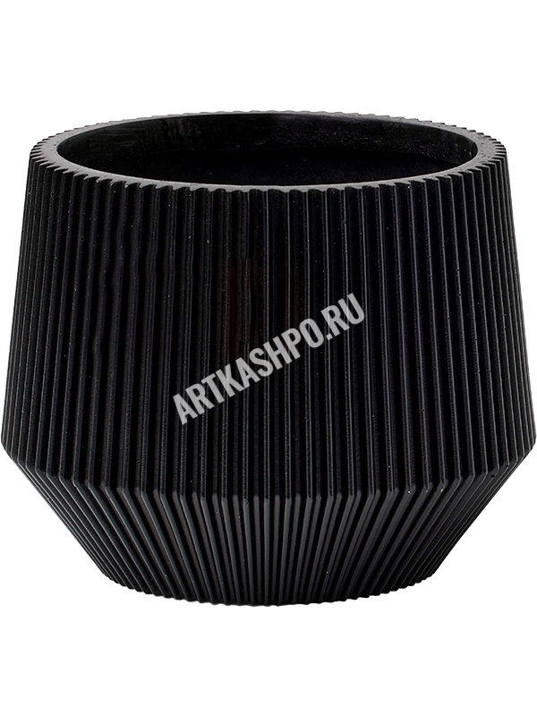 Кашпо Capi Nature Groove Vase Cylinder Geo Intense Black