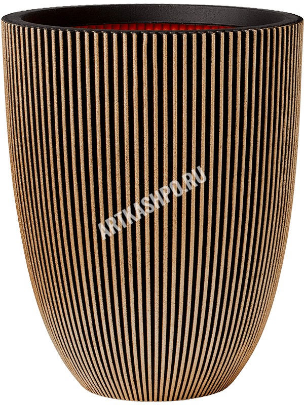 Кашпо Capi Nature Groove NL Vase Elegant Low Black Gold