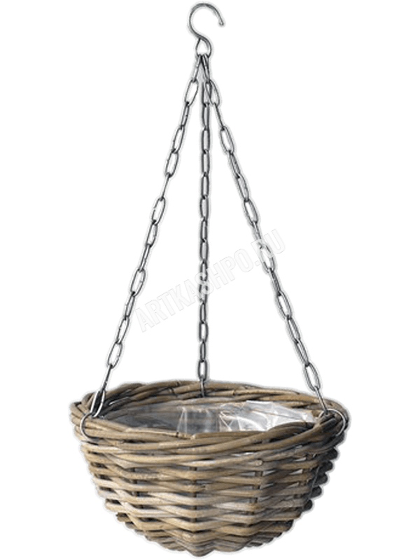 Кашпо подвесное Rattan Hanging Basket Antique Grey