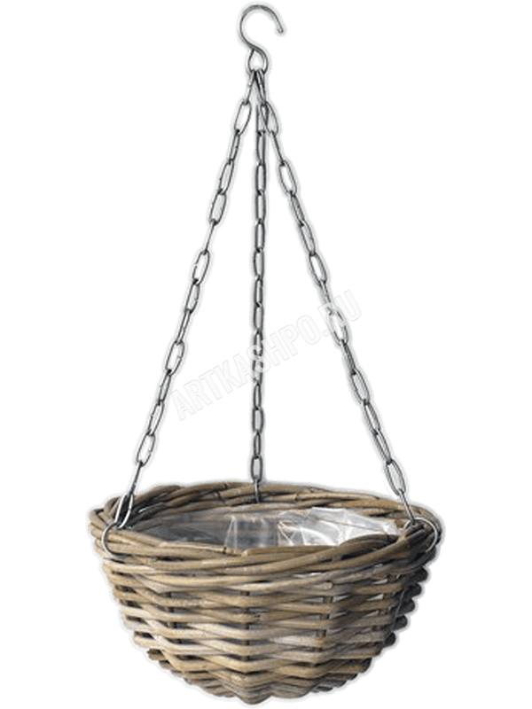 Кашпо подвесное Rattan Hanging Basket Antique Grey