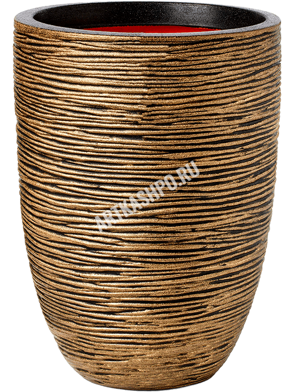 Кашпо Capi Nature Rib NL Vase Elegant Low Black Gold