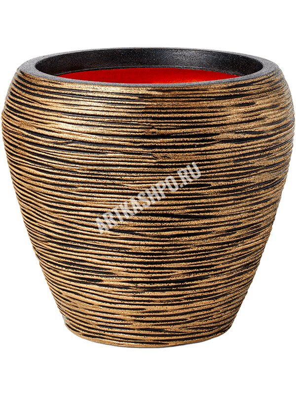 Кашпо Capi Nature Rib NL Vase Taper Round Black Gold