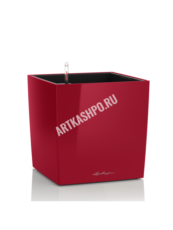 Кашпо Lechuza Cube Premium ярко-красное глянцевое 40