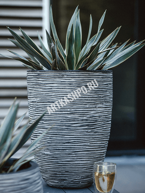 Кашпо Capi Nature Rib NL Vase elegant low anthracite