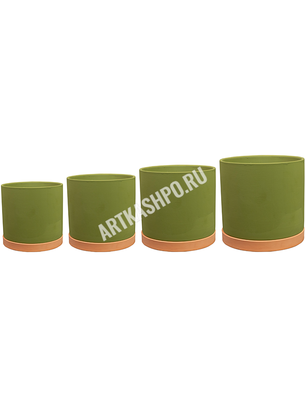 Кашпо Birte Pot With Saucer Green (комплект 4 шт.)