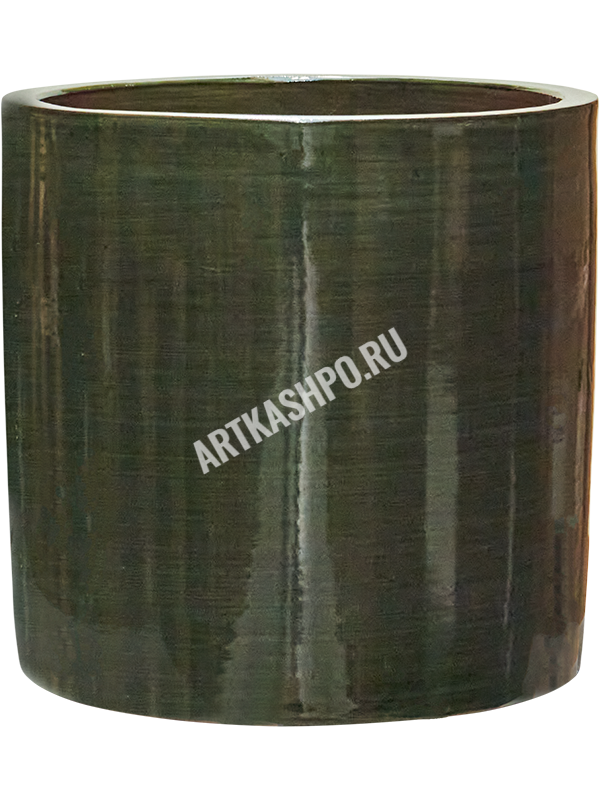 Кашпо Plain Striped Cylinder Olive
