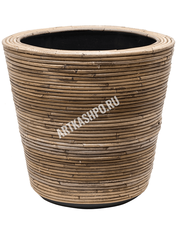 Кашпо Drypot Rattan Stripe Round Grey