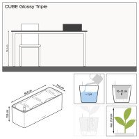 Размеры кашпо Cube Glossy Triple