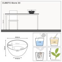 Размеры кашпо Cubeto Stone 30