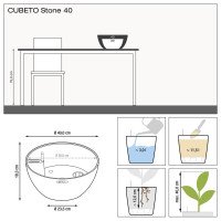 Размеры кашпо Cubeto Stone 40