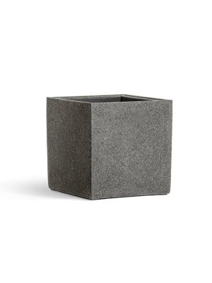 Кашпо TREEZ Effectory Stone Куб Тёмно-серый камень