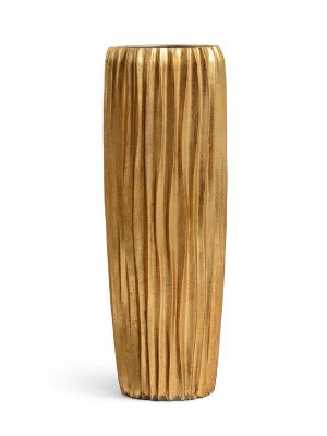 Кашпо TREEZ Effectory Metal Высокий конус Design Wave Сусальное золото