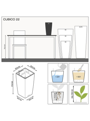 Кашпо Lechuza Cubico Premium ярко-красное глянцевое 22