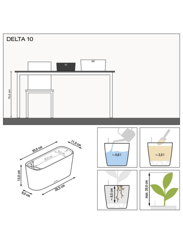 Кашпо Lechuza Delta 10 Premium антрацит металлик