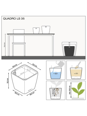 Кашпо Lechuza Quadro LS Premium чёрное глянцевое 35