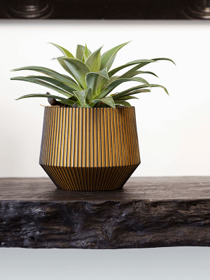 Кашпо Capi Nature Groove Vase Cylinder Geo Black Gold