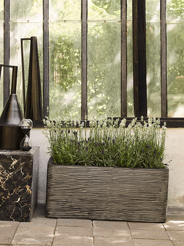 Кашпо Capi Nature Rib NL Planter Rectangle Anthracite