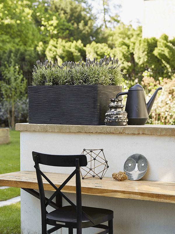 Кашпо Capi Nature Rib NL Planter Rectangle Black