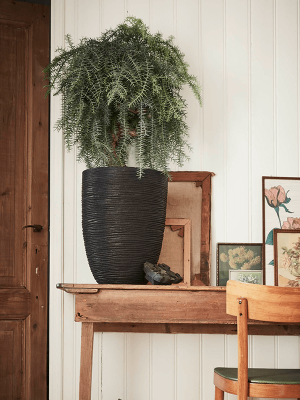 Кашпо Capi Nature Rib NL Vase Elegant Low Black