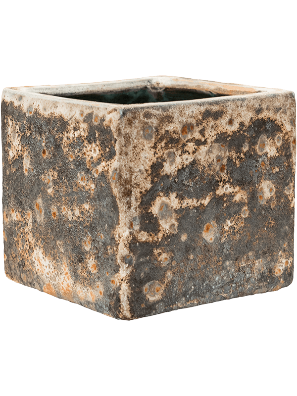 Кашпо Baq Lava Cube relic rust metal (glazed inside)