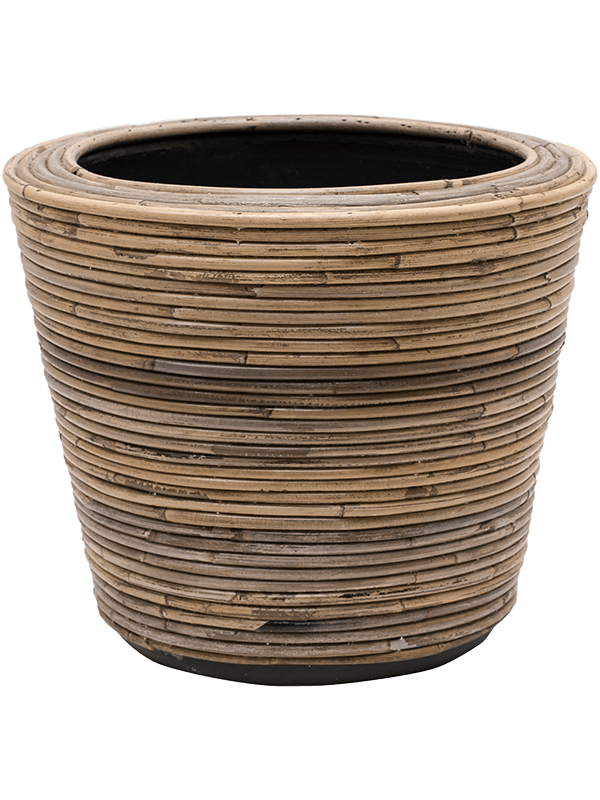 Кашпо Drypot Rattan Stripe Round grey