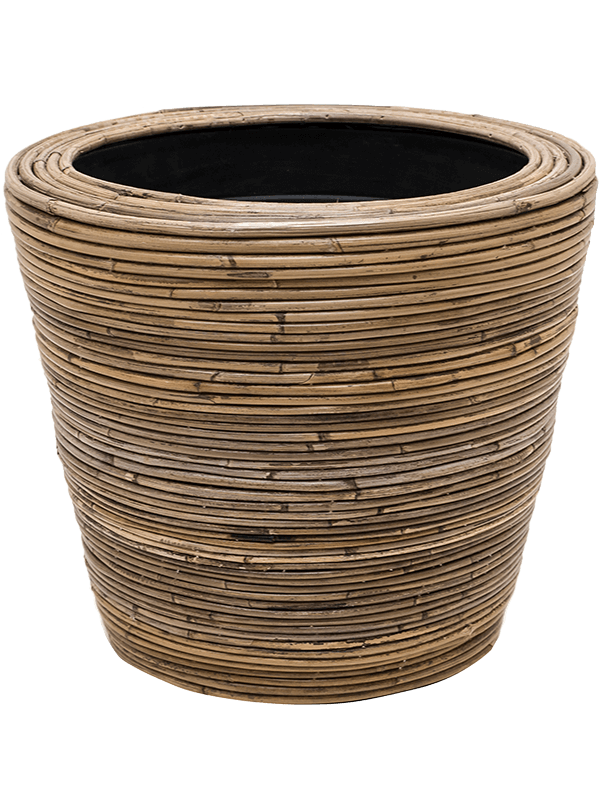 Кашпо Drypot Rattan Stripe Round grey