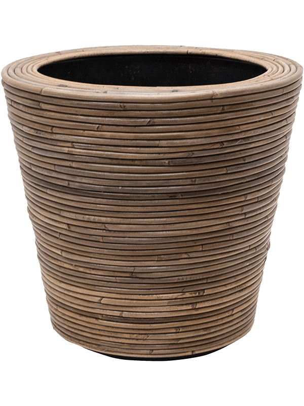 Кашпо Drypot Rattan Stripe Round grey