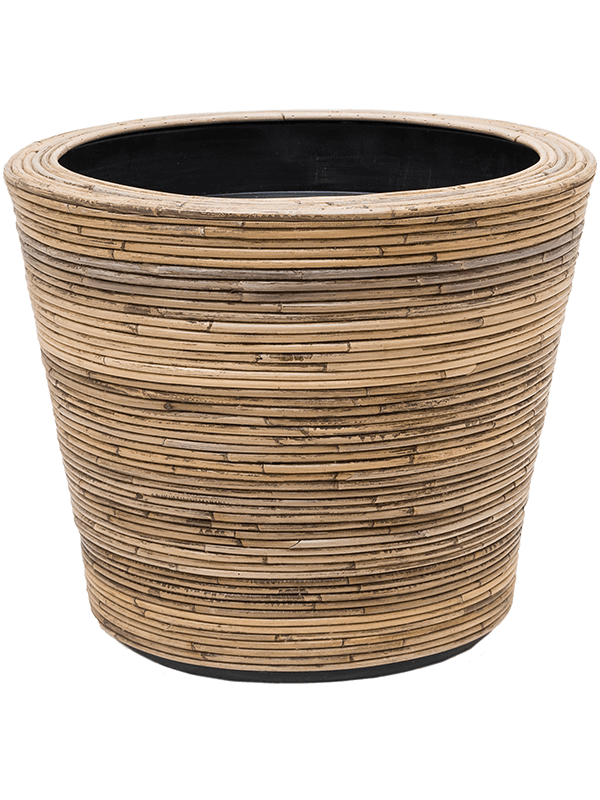 Кашпо Drypot Rattan Stripe Round grey