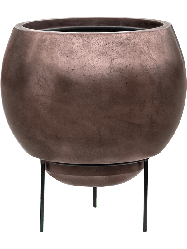 Кашпо Baq Metallic Silver leaf Globe Elevated Matt Coffee (с внутренним горшком и подставкой)