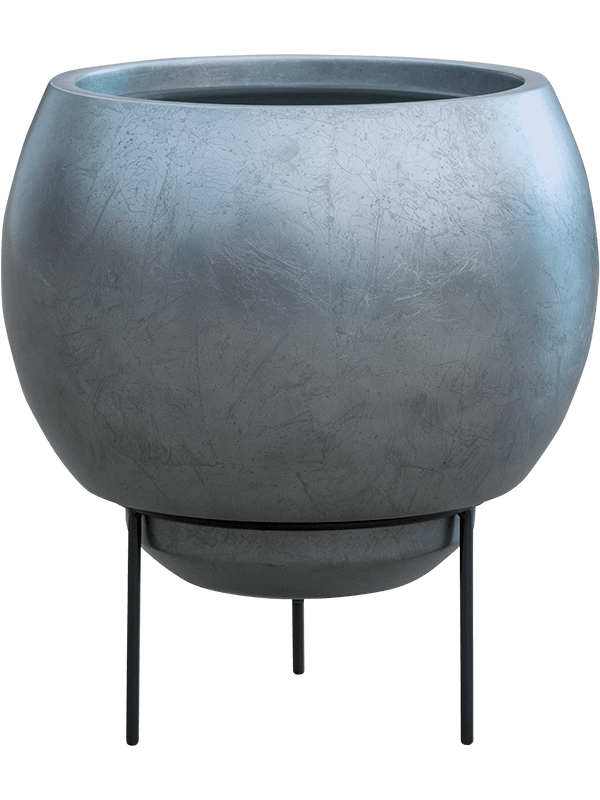 Кашпо Baq Metallic Silver leaf Globe Elevated Matt Silver Blue (с внутренним горшком и подставкой)