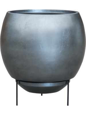 Кашпо Baq Metallic Silver leaf Globe Elevated Matt Silver Blue (с внутренним горшком и подставкой)